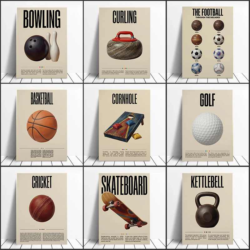 Sports Equipment For Badminton - Impression sur toile d'équipements sportifs rétro